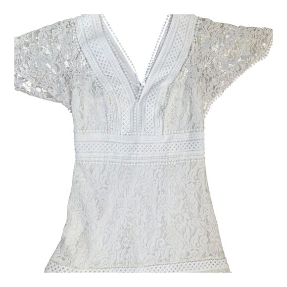 Eliza J $188 V-Neck Lace Flounce‎ Sleeve Cocktail Party Wedding Guest Dress 6 - Picture 15 of 16